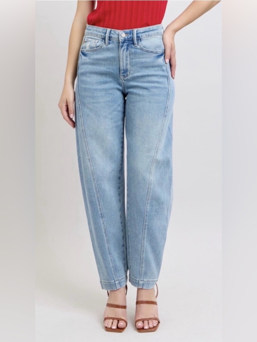 Judy Blue High Waist Side Panel Barrel Leg Jeans Size 7/28 NWT